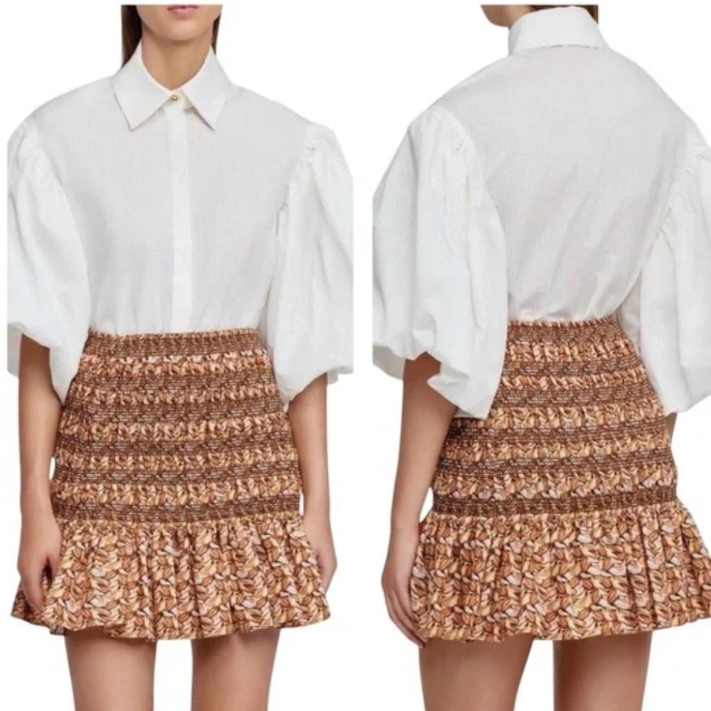 Acler Kyle Neutral Leaves Multicolor Orange Brown Mini Skirt Size 4 RRP $250